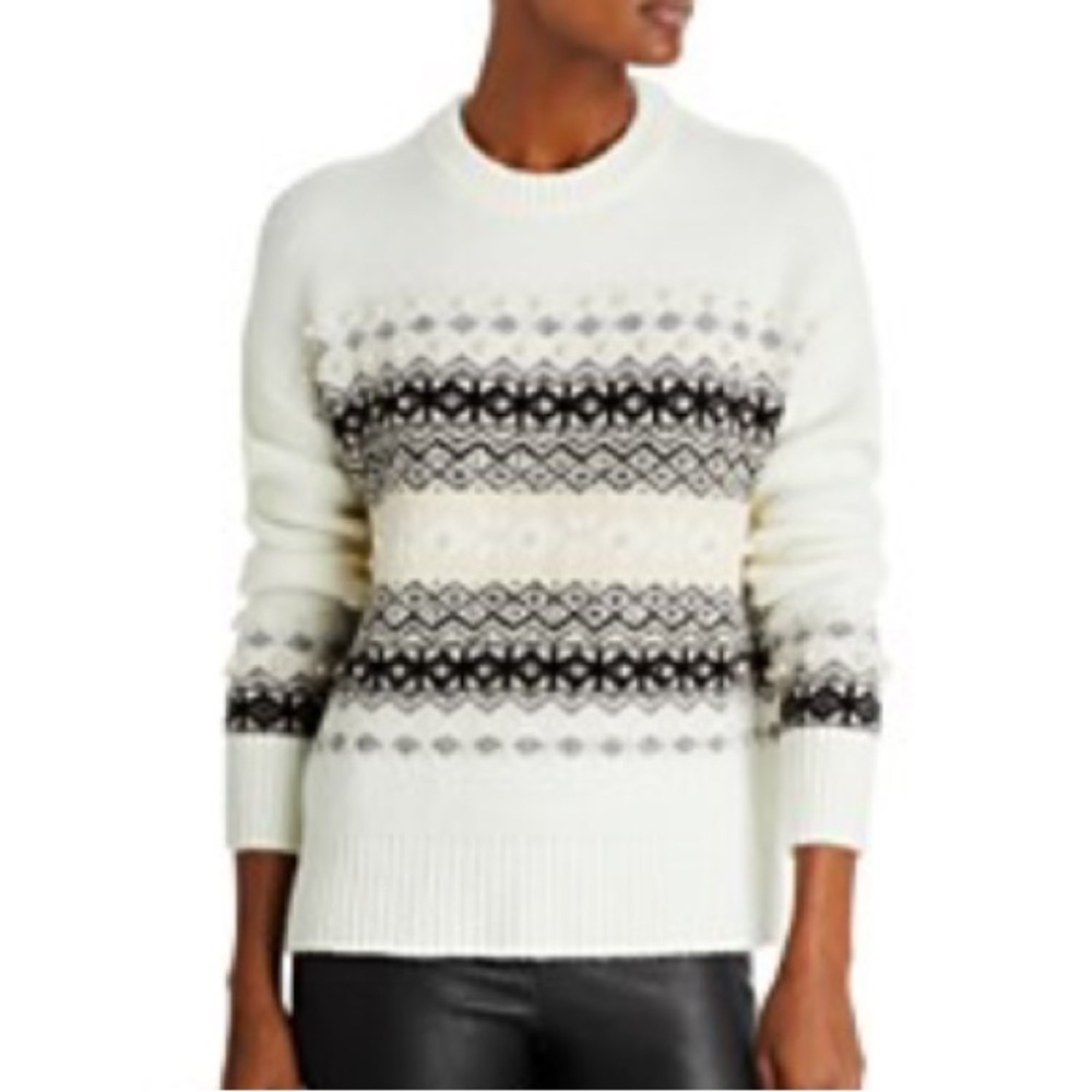 Aqua- Faux Pearl Fair Isle Sweater - 100% Exclusive